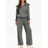imageAleumdr Two Piece Outfits Half Zip Sweatshirt Sweatsuit Lounge Sets for Women Matching Set Wide Leg Sweatpant TracksuitA11 Dark Grey