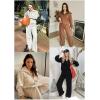 imageAleumdr Two Piece Outfits Half Zip Sweatshirt Sweatsuit Lounge Sets for Women Matching Set Wide Leg Sweatpant TracksuitA11 Dark Grey