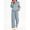 imageAleumdr Two Piece Outfits Half Zip Sweatshirt Sweatsuit Lounge Sets for Women Matching Set Wide Leg Sweatpant TracksuitA6 Light Blue
