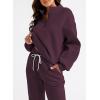 imageAleumdr Women 2 Piece Outfits Sweatsuit Oversized Half Zip Pullover Long Sleeve Sweatshirt Jogger Pants Set with PocketsBurgundy Red