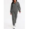 imageAleumdr Women 2 Piece Outfits Sweatsuit Oversized Half Zip Pullover Long Sleeve Sweatshirt Jogger Pants Set with PocketsDark Grey