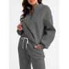 imageAleumdr Women 2 Piece Outfits Sweatsuit Oversized Half Zip Pullover Long Sleeve Sweatshirt Jogger Pants Set with PocketsDark Grey