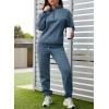 imageAleumdr Women 2 Piece Outfits Sweatsuit Oversized Half Zip Pullover Long Sleeve Sweatshirt Jogger Pants Set with PocketsLighter Weight Blue