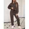 imageAleumdr Women 2 Piece Outfits Sweatsuit Oversized Half Zip Pullover Long Sleeve Sweatshirt Jogger Pants Set with PocketsLighter Weight Dark Brown
