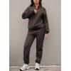 imageAleumdr Women 2 Piece Outfits Sweatsuit Oversized Half Zip Pullover Long Sleeve Sweatshirt Jogger Pants Set with PocketsLighter Weight Dark Brown
