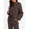 imageAleumdr Women 2 Piece Outfits Sweatsuit Oversized Half Zip Pullover Long Sleeve Sweatshirt Jogger Pants Set with PocketsLighter Weight Dark Brown