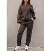 imageAleumdr Women 2 Piece Outfits Sweatsuit Oversized Half Zip Pullover Long Sleeve Sweatshirt Jogger Pants Set with PocketsLighter Weight Dark Brown