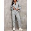 imageAleumdr Women 2 Piece Outfits Sweatsuit Oversized Half Zip Pullover Long Sleeve Sweatshirt Jogger Pants Set with PocketsLighter Weight Gray