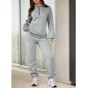 imageAleumdr Women 2 Piece Outfits Sweatsuit Oversized Half Zip Pullover Long Sleeve Sweatshirt Jogger Pants Set with PocketsLighter Weight Gray