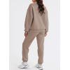 imageAleumdr Women 2 Piece Outfits Sweatsuit Oversized Half Zip Pullover Long Sleeve Sweatshirt Jogger Pants Set with PocketsSimply Taupe