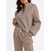 imageAleumdr Women 2 Piece Outfits Sweatsuit Oversized Half Zip Pullover Long Sleeve Sweatshirt Jogger Pants Set with PocketsSimply Taupe