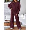 imageAleumdr Womens 2 Piece Outfits Oversized Fleece Sweatsuit Zip Up Long Sleeve Sweatshirt with Wide Leg SweatpantsBurgundy