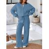 imageAleumdr Womens 2 Piece Outfits Oversized Fleece Sweatsuit Zip Up Long Sleeve Sweatshirt with Wide Leg SweatpantsDusk Blue