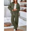 imageAleumdr Womens 2 Piece Outfits Oversized Fleece Sweatsuit Zip Up Long Sleeve Sweatshirt with Wide Leg SweatpantsMoss Green