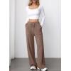 imageAleumdr Womens Ribbed Wide Leg Lounge Pants with Pockets Casual Relaxed Comfy Loose Soft Knit Pajama Pants with DrawstringCoffee