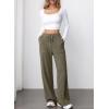 imageAleumdr Womens Ribbed Wide Leg Lounge Pants with Pockets Casual Relaxed Comfy Loose Soft Knit Pajama Pants with DrawstringGreen