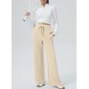 imageAleumdr Womens Wide Leg Lounge Pants with Pocket Yoga Sweatpants High Waisted Baggy Athletic Palazzo Flowy PantsA6 Beige