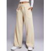 imageAleumdr Womens Wide Leg Lounge Pants with Pocket Yoga Sweatpants High Waisted Baggy Athletic Palazzo Flowy PantsA6 Beige