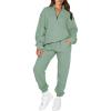 imageAleumdr Women 2 Piece Outfits Sweatsuit Oversized Half Zip Pullover Long Sleeve Sweatshirt Jogger Pants Set with PocketsLighter Weight Green