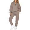 imageAleumdr Women 2 Piece Outfits Sweatsuit Oversized Half Zip Pullover Long Sleeve Sweatshirt Jogger Pants Set with PocketsSimply Taupe
