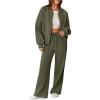 imageAleumdr Womens 2 Piece Outfits Oversized Fleece Sweatsuit Zip Up Long Sleeve Sweatshirt with Wide Leg SweatpantsMoss Green