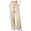 imageAleumdr Womens Wide Leg Lounge Pants with Pocket Yoga Sweatpants High Waisted Baggy Athletic Palazzo Flowy PantsA6 Beige
