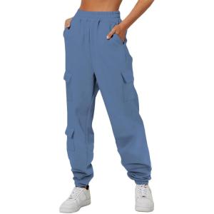 imageAleumdr Womens Sweatpants Cargo Joggers Baggy Sweat Fall Pants Athletic Cotton Fleece Lined Casual Pants with PocketsA6 Blue