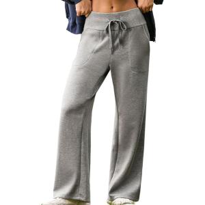 imageAleumdr Womens Wide Leg Lounge Pants with Pocket Yoga Sweatpants High Waisted Baggy Athletic Palazzo Flowy PantsA2 Light Grey