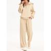 imageAleumdr Piece Outfits Fleece Lounge Sweatshirt Matching Set Oversized Pullover Wide Leg Sweatpant 2025 Fall Travel Clothing Beige