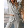 imageAleumdr Two Piece Outfits Half Zip Sweatshirt Sweatsuit Lounge Sets for Women Matching Set Wide Leg Sweatpant TracksuitLighter Weight Gray