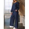 imageAleumdr Two Piece Outfits Half Zip Sweatshirt Sweatsuit Lounge Sets for Women Matching Set Wide Leg Sweatpant TracksuitLighter Weight Navy Blue
