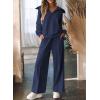 imageAleumdr Two Piece Outfits Half Zip Sweatshirt Sweatsuit Lounge Sets for Women Matching Set Wide Leg Sweatpant TracksuitLighter Weight Navy Blue