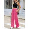 imageAleumdr Womens High Waisted Drawstring Waist Wide Leg Sweatpants with Pockets Casual Loose Yoga PantsHot Pink