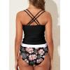 imageAleumdr Womens Tankini Swimsuits Athletic Two Piece Tummy Control Bathing Suits Modest Tank Tops with Print BottomsBlack