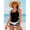 imageAleumdr Womens Tankini Swimsuits Athletic Two Piece Tummy Control Bathing Suits Modest Tank Tops with Print BottomsBlack