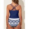 imageAleumdr Womens Tankini Swimsuits Athletic Two Piece Tummy Control Bathing Suits Modest Tank Tops with Print BottomsNavy Blue