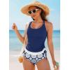 imageAleumdr Womens Tankini Swimsuits Athletic Two Piece Tummy Control Bathing Suits Modest Tank Tops with Print BottomsNavy Blue