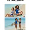 imageAleumdr Womens Tankini Swimsuits Athletic Two Piece Tummy Control Bathing Suits Modest Tank Tops with Print BottomsPrussian Blue