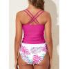 imageAleumdr Womens Tankini Swimsuits Athletic Two Piece Tummy Control Bathing Suits Modest Tank Tops with Print BottomsRose Red