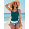imageAleumdr Womens Tankini Swimsuits Athletic Two Piece Tummy Control Bathing Suits Modest Tank Tops with Print BottomsSea Green