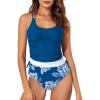 imageAleumdr Womens Tankini Swimsuits Athletic Two Piece Tummy Control Bathing Suits Modest Tank Tops with Print BottomsPrussian Blue