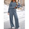 imageAleumdr Womens 2 Piece Outfits Fall Lounge Set Sweatsuit Long Sleeve Tops Wide Leg Pants with Pockets Travel OutfitAshleigh Blue