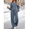 imageAleumdr Womens 2 Piece Outfits Fall Lounge Set Sweatsuit Long Sleeve Tops Wide Leg Pants with Pockets Travel OutfitAshleigh Blue