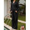 imageAleumdr Womens 2 Piece Outfits Fall Lounge Set Sweatsuit Long Sleeve Tops Wide Leg Pants with Pockets Travel OutfitBlack