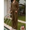 imageAleumdr Womens 2 Piece Outfits Fall Lounge Set Sweatsuit Long Sleeve Tops Wide Leg Pants with Pockets Travel OutfitBrown