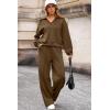 imageAleumdr Womens 2 Piece Outfits Fall Lounge Set Sweatsuit Long Sleeve Tops Wide Leg Pants with Pockets Travel OutfitBrown