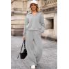 imageAleumdr Womens 2 Piece Outfits Fall Lounge Set Sweatsuit Long Sleeve Tops Wide Leg Pants with Pockets Travel OutfitGray