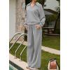 imageAleumdr Womens 2 Piece Outfits Fall Lounge Set Sweatsuit Long Sleeve Tops Wide Leg Pants with Pockets Travel OutfitGray