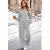 imageAleumdr Womens 2 Piece Outfits Fall Lounge Set Sweatsuit Long Sleeve Tops Wide Leg Pants with Pockets Travel OutfitGray