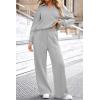 imageAleumdr Womens 2 Piece Outfits Fall Lounge Set Sweatsuit Long Sleeve Tops Wide Leg Pants with Pockets Travel OutfitGray
